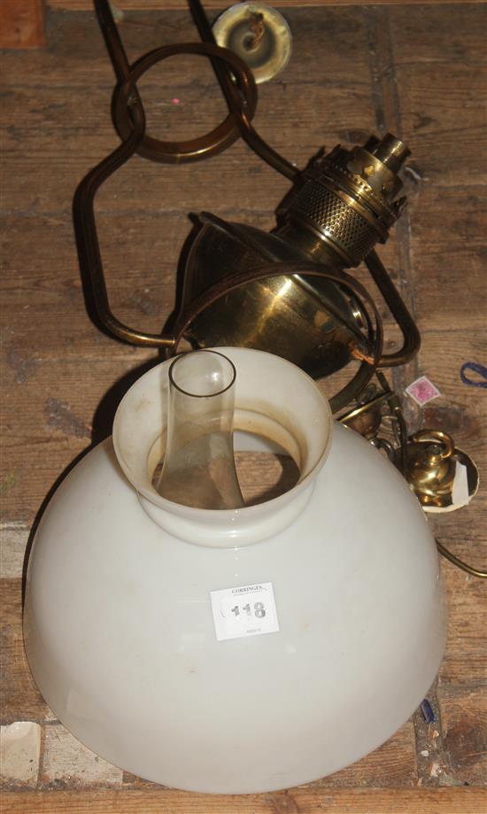 Hanging oil lamp converted for electricity(-)